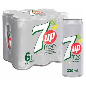7UP Free Carbonated Soft Drink Cans 6 x 330ml